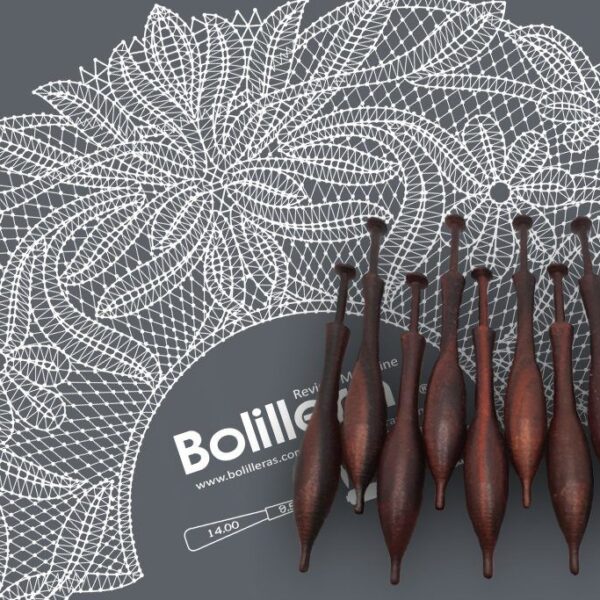 Patrón Bolilleras® Abanico Cinta 1 – encaje de bolillos en cartón kraft picado