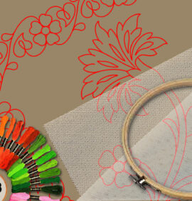 Fular simbólico en bordado sobre tul – Patrón 01 en papel kraft y PDF