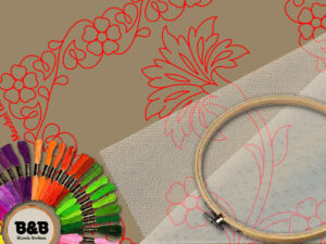 Fular simbólico en bordado sobre tul – Patrón 01 en papel kraft y PDF