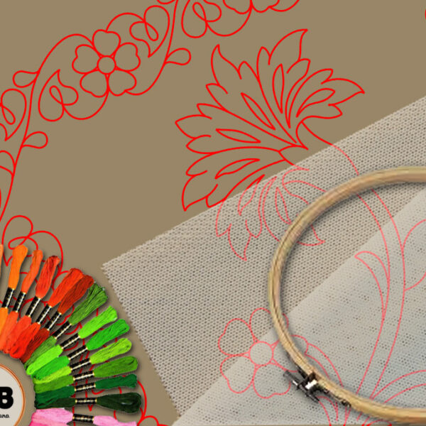 Fular simbólico en bordado sobre tul – Patrón 01 en papel kraft y PDF