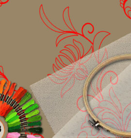 Fular simbólico en bordado sobre tul – Patrón 02 en papel kraft y PDF