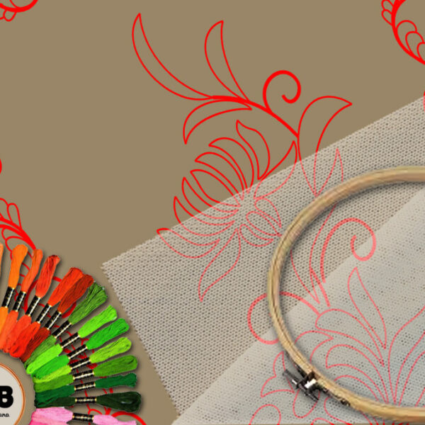 Fular simbólico en bordado sobre tul – Patrón 02 en papel kraft y PDF