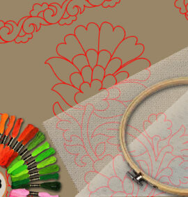 Fular simbólico en bordado sobre tul – Patrón 03 en papel kraft y PDF