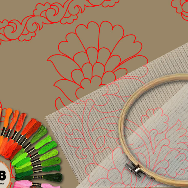 Fular simbólico en bordado sobre tul – Patrón 03 en papel kraft y PDF