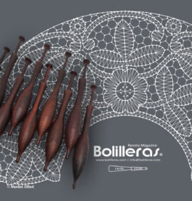 Patrón Bolilleras® Abanico Flores de Brujas 03 – encaje de bolillos en cartón kraft picado