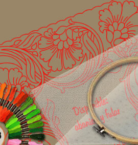 Pañuelo simbólico en bordado sobre tul – Patrón 01 en papel kraft y PDF