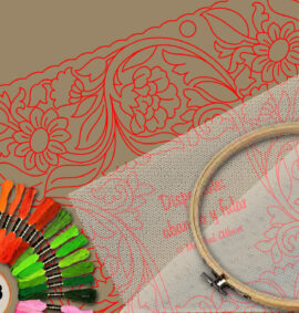 Pañuelo simbólico en bordado sobre tul – Patrón 3 en papel kraft y PDF