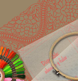 Pañuelo simbólico en bordado sobre tul – Patrón 4 en papel kraft y PDF