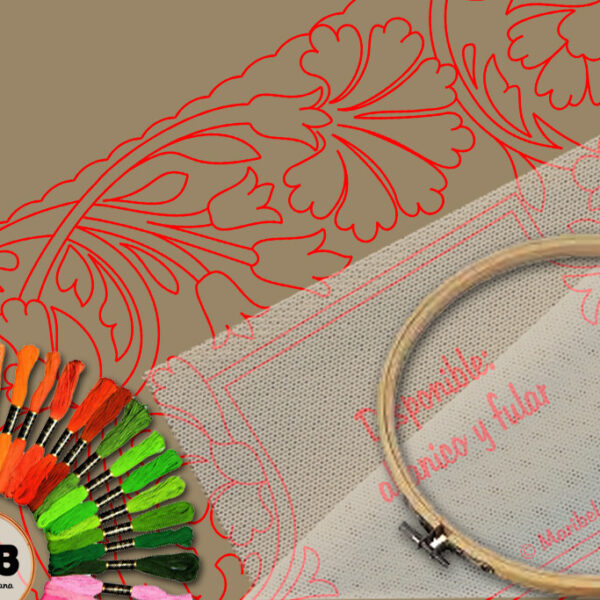 Pañuelo simbólico en blonda bordana valenciana – Patrón 5 en papel kraft y PDF