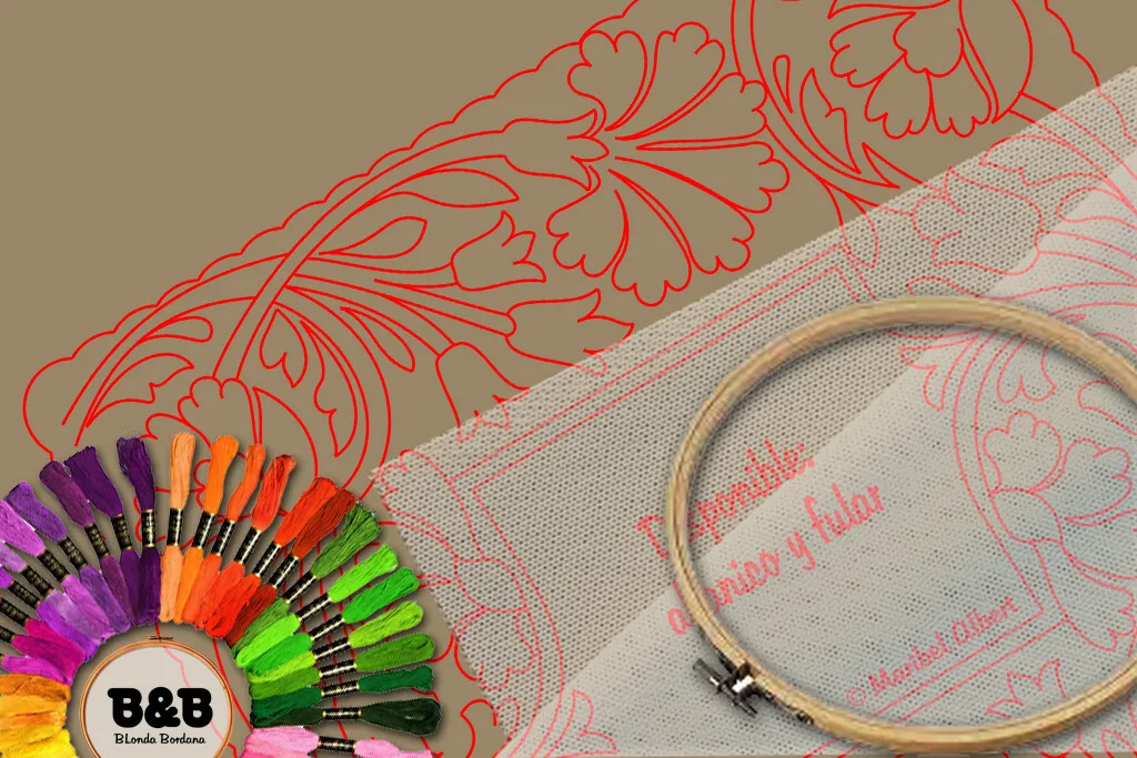 Pañuelo simbólico en blonda bordana valenciana – Patrón 5 en papel kraft y PDF