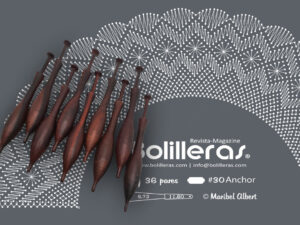 Patrón Bolilleras® Abanico Torchon 01 – encaje de bolillos en cartón kraft picado