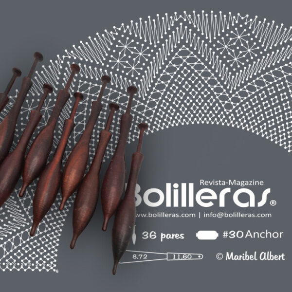 Patrón Bolilleras® Abanico Torchon 04 – encaje de bolillos en cartón kraft picado