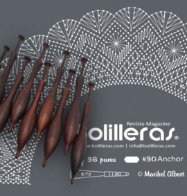 Patrón Bolilleras® Abanico Torchon 05 – encaje de bolillos en cartón kraft picado