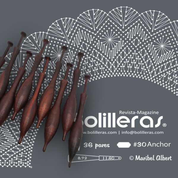 Patrón Bolilleras® Abanico Torchon 05 – encaje de bolillos en cartón kraft picado