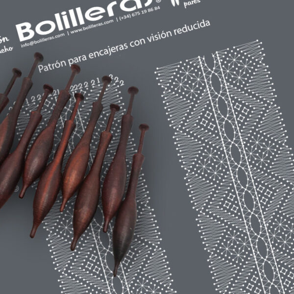 Liga simbólica en encaje de bolillos estilo Torchon – Patrón 02e en formato electrónico