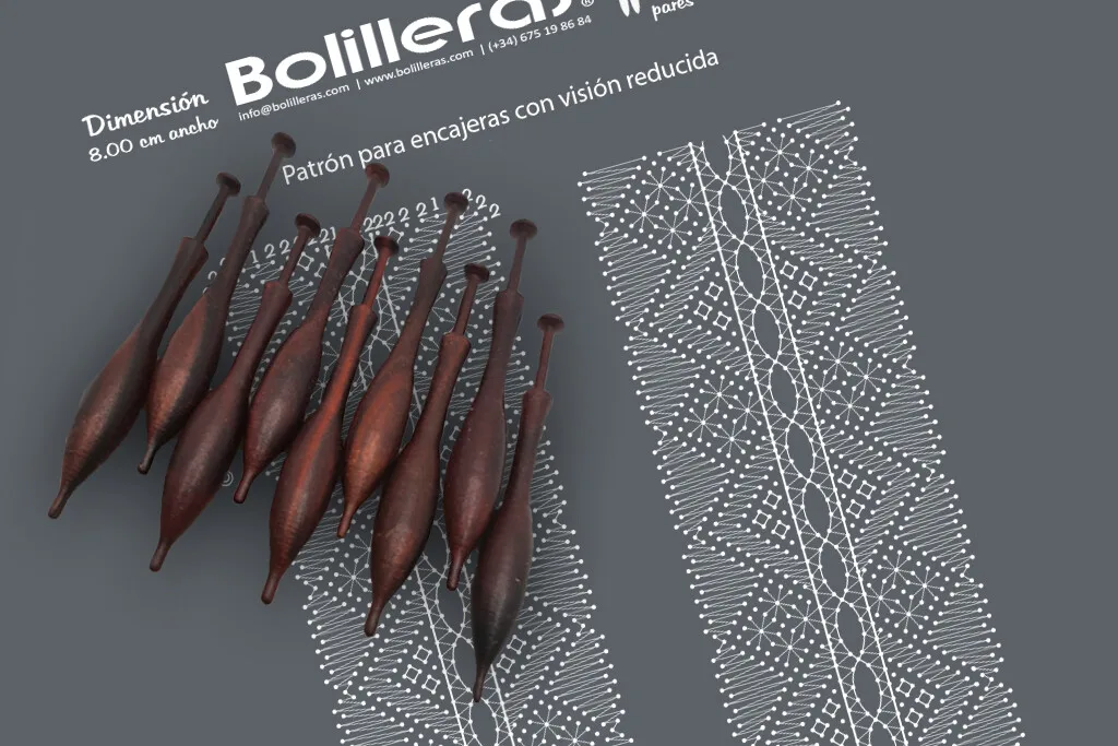 Liga simbólica en encaje de bolillos estilo Torchon – Patrón 02e en formato electrónico