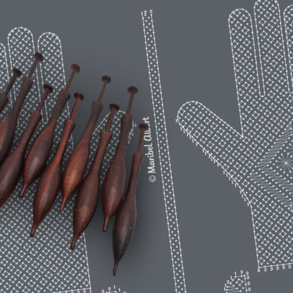 Guante simbólico en encaje de bolillos estilo Torchon – Patrón 01e en formato electrónico