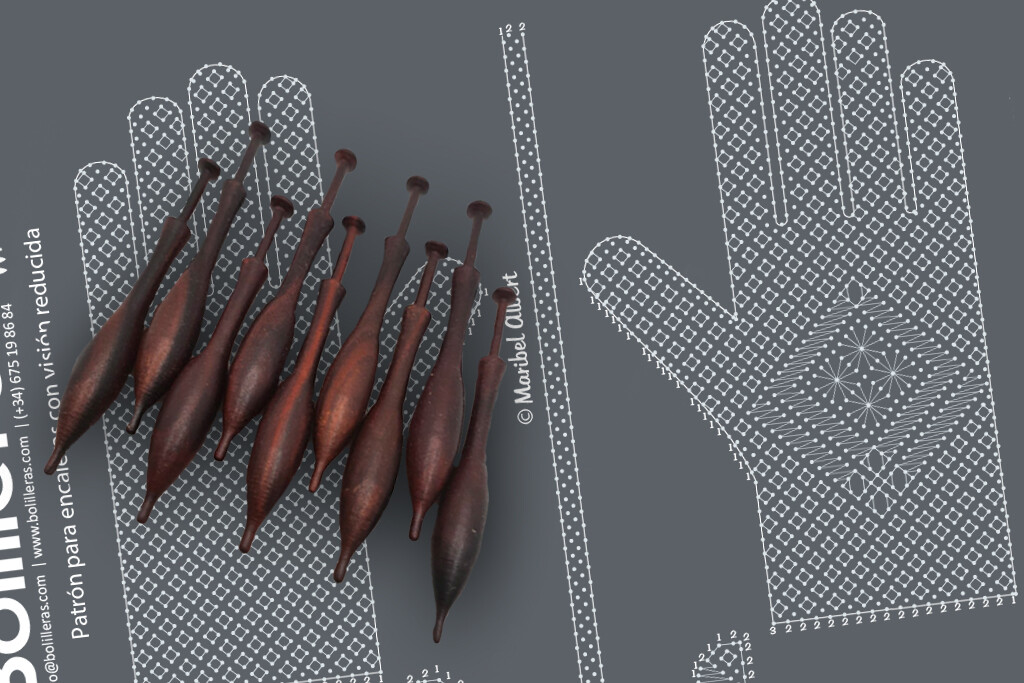 Guante simbólico en encaje de bolillos estilo Torchon – Patrón 01e en formato electrónico