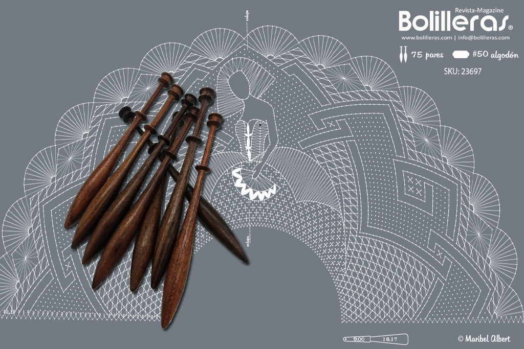 Abanico con figura de menina en encaje de bolillos – Patrón 01e en formato electrónico