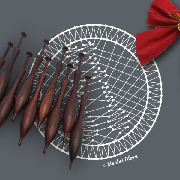 Patrón Bolilleras® Ornamento 01 – encaje de bolillos navideño en cartón entelado