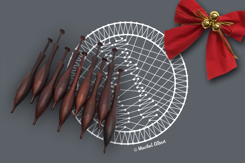 Patrón Bolilleras® Ornamento 01 – encaje de bolillos navideño en cartón entelado