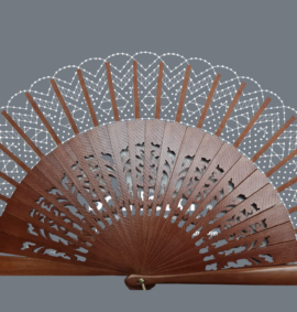 Kit Bolilleras® Abanico Torchon 01 – patrón en encaje de bolillos y varillas de madera de peral