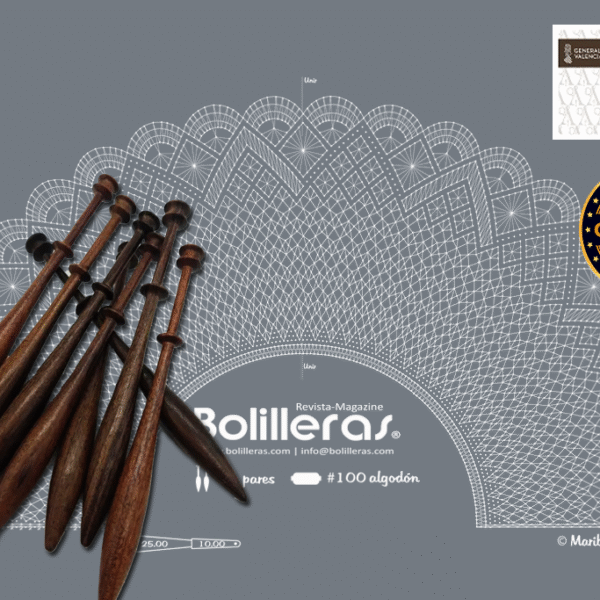 Patrón Bolilleras® Abanico Torchon 12 – encaje de bolillos en cartón kraft picado