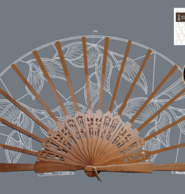 Kit Bolilleras® Abanico tul 02 – patrón en tul y varillas de madera de peral