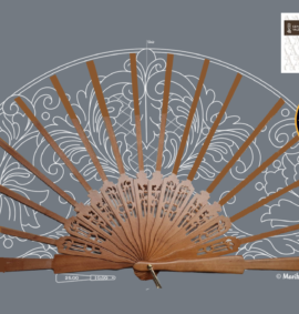 Kit Bolilleras® Abanico tul 03 – patrón en tul y varillas de madera de peral