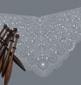 Patrón Bolilleras® Chal Hinojosa 01e – encaje de bolillos tres picos PDF