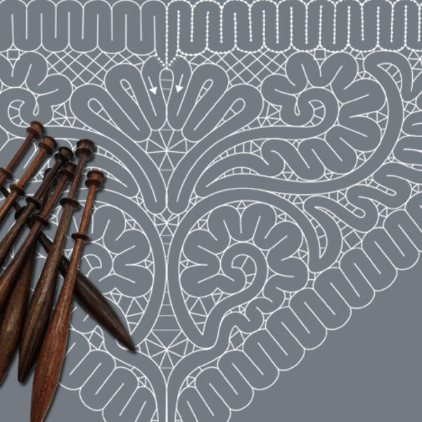 Patrón Bolilleras® Chal Ruso 02e – encaje de bolillos tres picos PDF