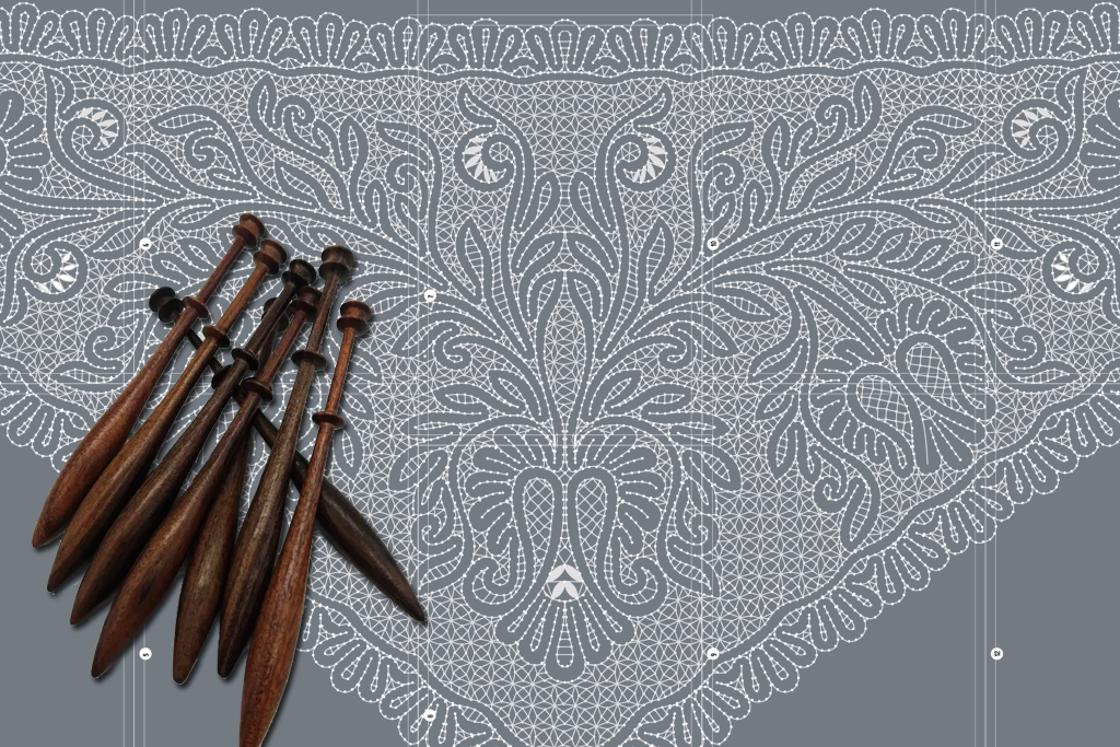 Patrón Bolilleras® Chal Ruso 03e – encaje de bolillos tres picos PDF